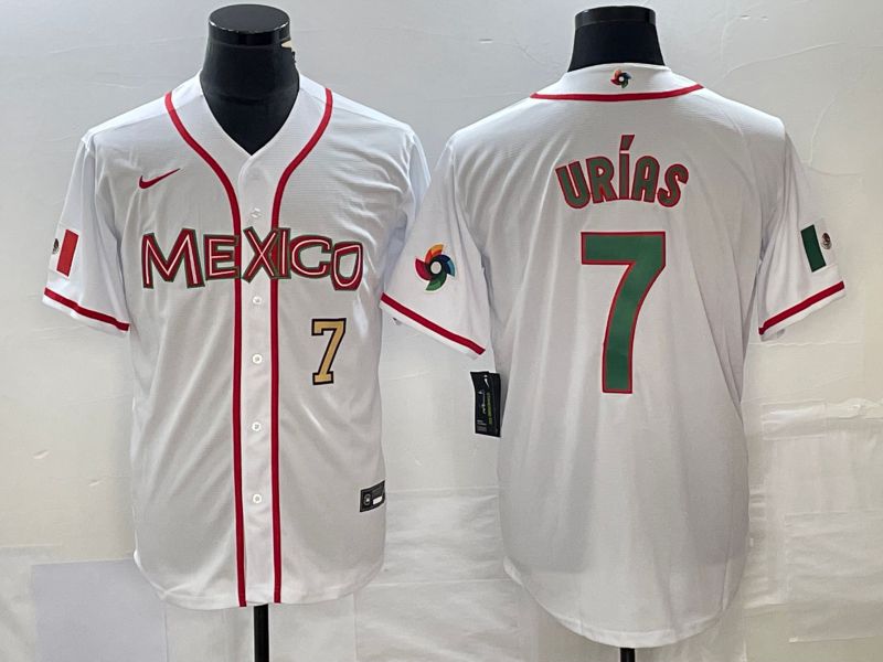 Men 2023 World Cub Mexico #7 Urias White Nike MLB Jersey43